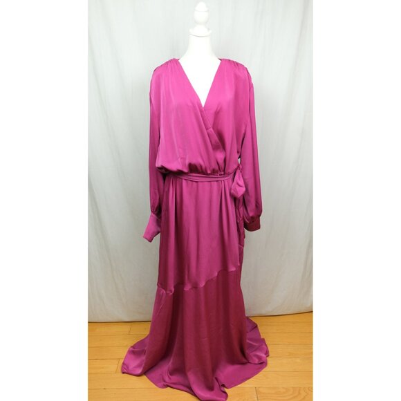 ELOQUII Satin Maxi Dress - 26, Magenta $150 - Picture 5 of 12